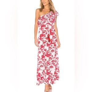 Revolve Lovers and Friends Amity Maxi Floral Dress in Coral Poppy